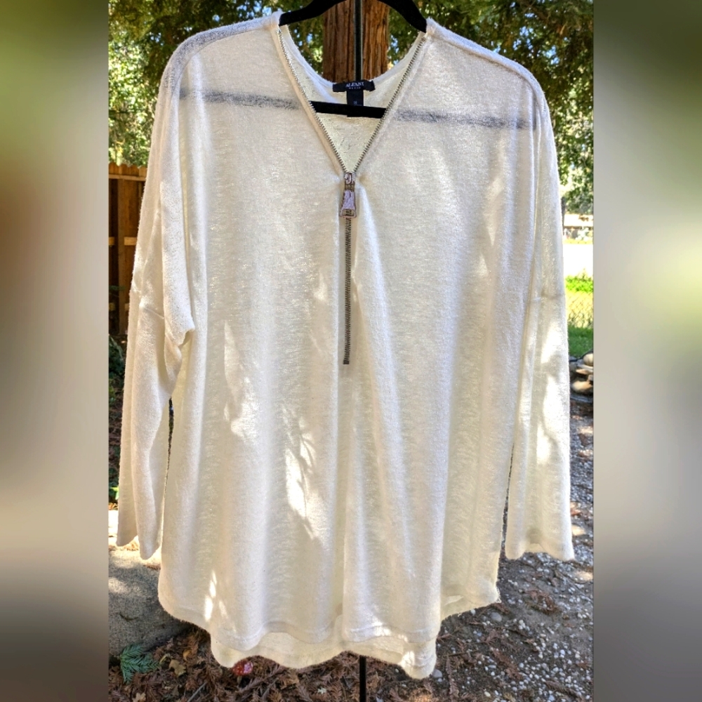 Alfani 1X long sleeve zip up top